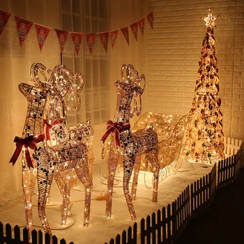 2022 Noel aydınlık demir elk sepeti süsler Noel elk süsler Noel otel mağaza dekorasyon süsler dövme  Görüntü 2