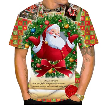2022 T-shirt 3d Baskı Erkek Noel Arifesi Rahat Serin Kısa Kollu Yaz Unisex Noel 6xl Erkek Kadın Tişörtleri Bluzlar 