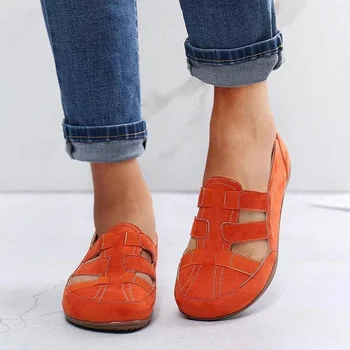 2022 Yaz Yeni Moda Kadın Sandalet Yuvarlak Kafa kadın ayakkabısı rahat ayakkabılar Rahat Açık düz ayakkabı Kadın Artı Boyutu Görüntü 2