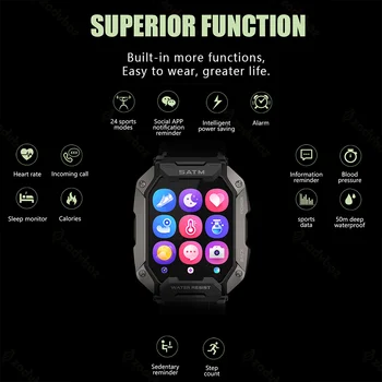 2022 Yeni 5ATM Erkekler Su Geçirmez Smartwatch 1.71 İnç HD Profesyonel Açık akıllı saat Adam Yüzme Saatler Android IOS İçin Görüntü 2