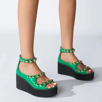 2022 Yeni Siyah Kama kadın Sandalet Yaz Moda Zarif Platform Eğlence Kadın yüksek topuk ayakkabı Yeşil Topuklu Tasarımcı Sandalet