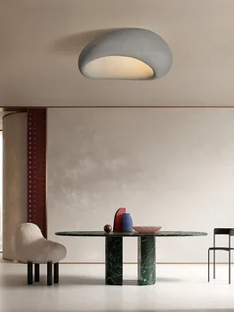 2022 Yeni Wabi-sabi tavan ışık tasarımcısı yatak odası lambası Japon tarzı Oturma odası Restoran Atmosfer Dekor LED E27 Abajur Görüntü 2
