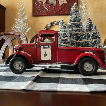 2023 Vintage Reçine Klasik Pikap Kırmızı Kamyon W / ağaç Dekorasyon Ev Çiftlikleri Araba Ağacı Dekorasyon Dekor Noel Rustik Ev P5p9 Görüntü 2
