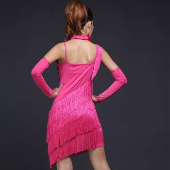 2023 Yeni Sıcak Satış Latin Dans Elbise Kadın Sequins Cha Cha Tango Bollywood Dans Etek Sahne Performansı Giyim 5 renkler Görüntü 2