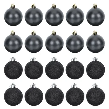 24 Adet 6cm Siyah Noel Noel Ağacı Mat Top Asılı Ev Partisi Süs Dekor Noel malzemeleri Galvanik Topları
