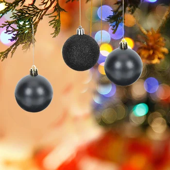 24 Adet 6cm Siyah Noel Noel Ağacı Mat Top Asılı Ev Partisi Süs Dekor Noel malzemeleri Galvanik Topları Görüntü 2