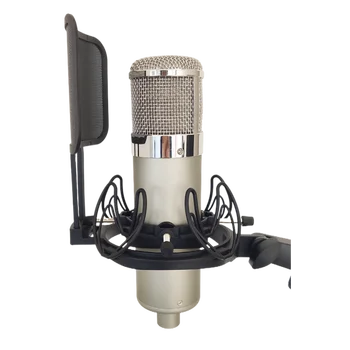 24CM HTT-U47 Büyük Gümüş Metal Mikrofon Gövdesi Büyük DIY 47 Kondenser Mikrofon Kabuk Şok Montaj Tutucu ile Sprey Örgü Bekçi Görüntü 2
