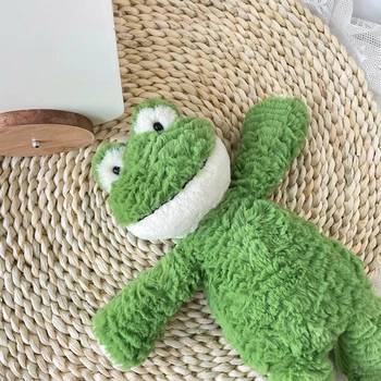 25 cm Kürklü Kurbağa Bebek Dolması Hayvan Sevimli Gülümseyen Kurbağa peluş oyuncak Uyku Peluş Yatıştırmak Hediyeler İçin Çocuk Kız Görüntü 2