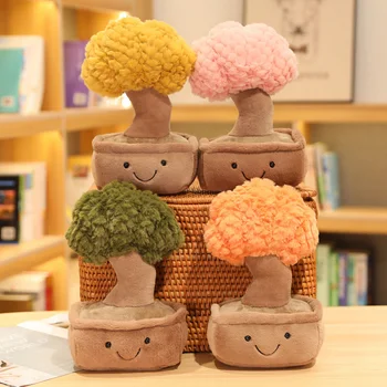 26 Stil Gerçekçi Bitkiler Peluş Doldurulmuş Oyuncaklar Simülasyon Etli Çiçek Lale Saksı Ağacı Oyuncak Kitaplık Ev Odası Dekor Kız Hediye