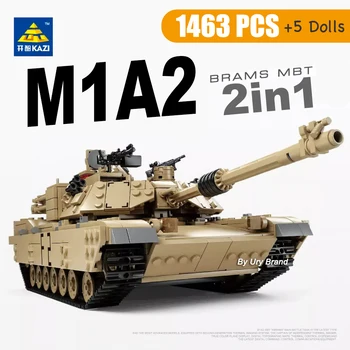 2in1 WW2 Askeri M1A2 Abrams MBT Ordu Tankı Topu Araba Seti Asker Figürleri DIY oyuncak inşaat blokları Çocuklar için noel hediyesi MOC