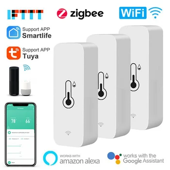 3 ADET Tuya Zibgee / Wifi Sıcaklık Ve Nem Sensörü Akıllı Ev APP Uzaktan Gerçek zamanlı İzleme Otomasyon Alexa Google CORUI