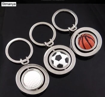 3 Tasarım Rotasyon Futbol metal Anahtarlık golf basketbol Araba Anahtarlık Anahtarlık anahtar kolye Adam Kadınlar İçin Hediye Takı #17122 Görüntü 2