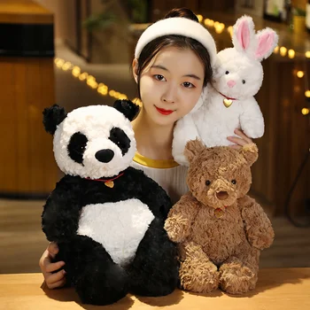 30/38/50CM Güzel Peluş Panda Ayı oyuncak tavşanlar Kabarık Hayvan Yastık Dolması Yumuşak Çocuklar için Kız Arkadaşı Doğum Günü Noel Hediyesi