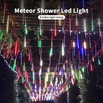 30/50cm Meteor Duş led ışık dize 8 Tüpler Meteor ışıkları Yılbaşı ağacı süsleri açık Peri Lamba bahçe lambası Yeni Görüntü 2
