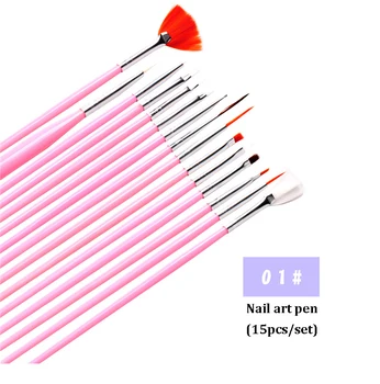 38 Adet Akrilik Nail Art Resim Kalem Fırçalar tırnak törpüsü Şerit Taklidi Takı UV Jel Tırnak DIY Profesyonel Manikür alet takımı Görüntü 2