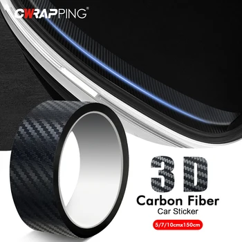 3D Karbon Fiber Araba Sticker Karbon Fiber Desen Araba Kapı Koruma Çıkartmalar Oto Dekorasyon Su Geçirmez Film Araba Aksesuarları