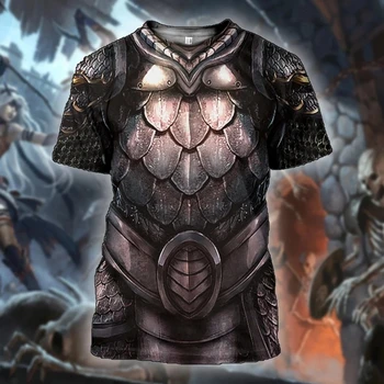 3new Moda Baskılı T Shirt Ortaçağ Zırh erkek Tapınak Şövalyeleri Askeri Tees Moda Yaz Ropa Rahat Unisex Artı Boyutu Üstleri