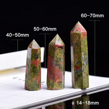 4-7cm 1 adet Doğal Taş Kristal Noktası Şifa Dikilitaş unakite Kuvars Değnek Güzel Süs Ev Dekor için Piramit Görüntü 2