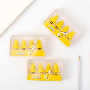 4 Adet / kutu Silgi Karikatür Küçük Arı Okul Malzemeleri Yaratıcı Sevimli Kız Erkek Sarı Öğrenci Kauçuk Kırtasiye kurşun kalem silgisi