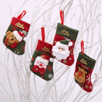 4 Adet Mini Noel Çatal Sofra Tutucular Noel Çorap Çanta Gümüş Tutucular Şeker Kapakları Noel Partisi Dekoru Görüntü 2