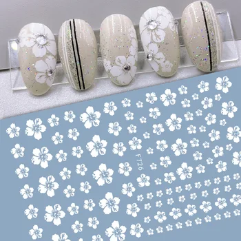 4 ADET yapıştırıcı Beyaz Sakura 3D Tırnak Sticker çıkartmaları folyo nail art süslemeleri çıkartmalar tasarımcı manikür malzemeleri yeni gelenler Görüntü 2
