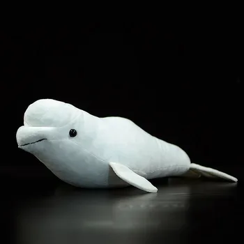 40 CM Uzunluk Gerçekçi Beyaz Balina doldurulmuş oyuncak Yumuşak Gerçek Hayat Okyanus Hayvan Beluga Balinaları peluş oyuncaklar Hediyeler