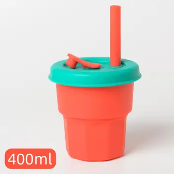 400ml Gıda Sınıfı Silikon Bebek silikon kap Saman su bardakları Çocuk Sızdırmaz Şişe Çocuklar İçin biberon Bardak Malzemeleri