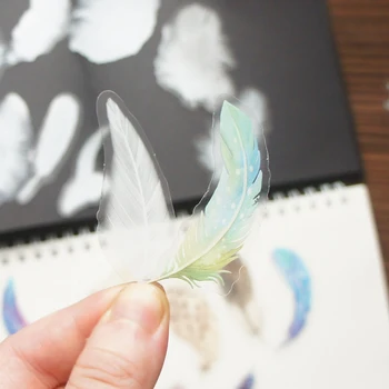 44 adet Saf Beyaz Renkli Kuş Tüyü Uçan Tarzı PVC Etiket Scrapbooking DIY Hediye ambalaj etiketi Hediye Dekorasyon Etiketi