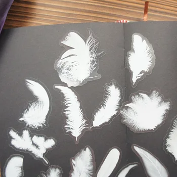 44 adet Saf Beyaz Renkli Kuş Tüyü Uçan Tarzı PVC Etiket Scrapbooking DIY Hediye ambalaj etiketi Hediye Dekorasyon Etiketi Görüntü 2
