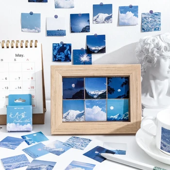 46 yaprak Kutulu etiketler Mavi gökyüzü bulutlar Dekoratif Kırtasiye Sticker el yapımı Günlüğü Albümü Günlüğü Albümü