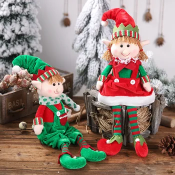 48x15cm Kız ve Erkek Elf Oyuncak Bebek yılbaşı Ev Dekorasyon Xmas Ağaç Dekorasyon Büyük Noel Peluş Bacak Elf Bebek Süsler  Görüntü 2