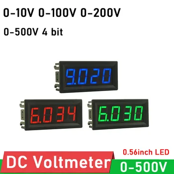 4bit 0.56 inç LED Dijital Voltmetre DC 500V 200V 100V 10V Gerilim Ekran volt metre cihazı pil monitörü 5V 12V 24V GÜÇ