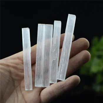 5 adet Doğal Selenit Kristal Sopa Cips Alçı beyaz Kuvars Kaba Mineraller Numune Noktası şifa taşı