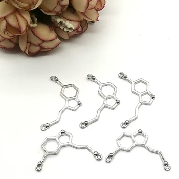 5 Adet Mutlu Hormonu Serotonin Molekül Metal Molekül Kimya Bilim Kolye Serotonin Kolye DIY Kolye Takı