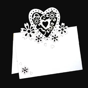 50/100 Adet Aşk Kalp Çiçek Lazer Kesim Masa Adı Yer Kartları Dantel Adı Mesaj Ayar Kartı Düğün Doğum Günü Partisi Favor Dekor