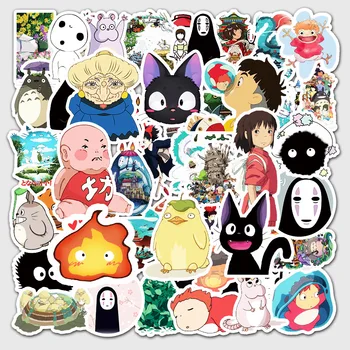 50 adet Kawaii Karikatür Anime Ghibli Hayao Miyazaki Hayao Totoro Ruhların Kaçışı Prenses Çocuklar Graffiti Çıkartmalar Kaykay Dizüstü Görüntü 2