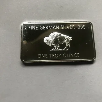 50 adet Manyetik Olmayan buffalo Alman gümüş kaplama 1 OZ öküz hayvan 58mm x 28mm hatıra külçe dekorasyon bar