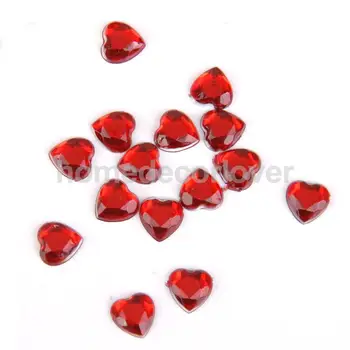 500 adet / grup 8mm Düz Geri Rhinestones Aşk Kalp Bezemeler Craft DIY Kırmızı