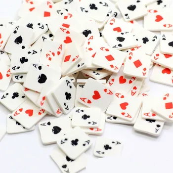 5mm Polimer Kil Dilimleri Ace Poker Oyun Kartları Polimer Kil DIY El Sanatları için Plastik Klei Çamur Parçacıkları Kil 10g