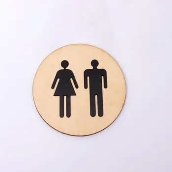 5mm Yuvarlak Tuvalet Kapı İşareti Erkekler Kadınlar Ahşap Banyo WC Akrilik 3d Siyah Altın Gümüş Ayna Yüzey Duvar Sticker Ev Dekor Favor Görüntü 2