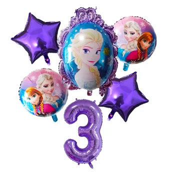 6 adet / grup Disney Dondurulmuş Prenses Elsa Folyo Balonlar 32in Numarası Doğum Günü Partisi Düğün Süslemeleri Malzemeleri Bebek Duş Çocuk Oyuncakları