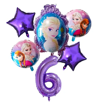 6 adet / grup Disney Dondurulmuş Prenses Elsa Folyo Balonlar 32in Numarası Doğum Günü Partisi Düğün Süslemeleri Malzemeleri Bebek Duş Çocuk Oyuncakları Görüntü 2