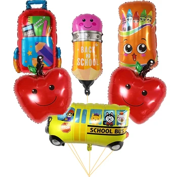 6 Adet Okula Dönüş Balon Seti Hoş Geldiniz kurşun kalem silgisi Çantası Globo Okul Başlangıç Anaokulu Kayıt Süslemeleri Çocuk Oyuncak