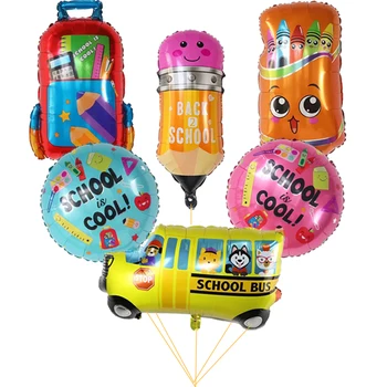 6 Adet Okula Dönüş Balon Seti Hoş Geldiniz kurşun kalem silgisi Çantası Globo Okul Başlangıç Anaokulu Kayıt Süslemeleri Çocuk Oyuncak Görüntü 2