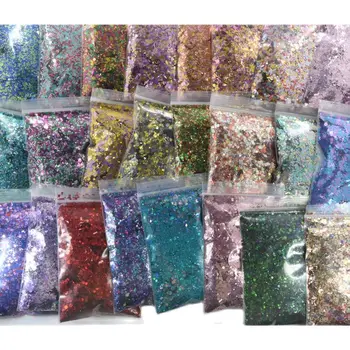 6 Dikdörtgen Şekli Fransız Klasik Tıknaz Glitter 0.4-3mm 18 Renk Altın Altıgen Kraliyet Pullu Manikür / Damla Nailart MixedGlitter 50g Görüntü 2