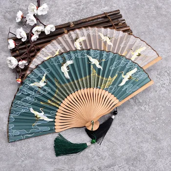 6 inç Katlanır El Fan Şarkı Huizong Rui O Hanfu Sıcak Satış Cosplay Eventail Bir Ana Düğün İyilik Ve Hediyeler kadın Bambu Fan