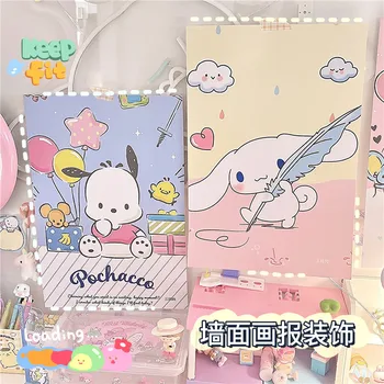 8 adet Kawaii Anime benim melody Cinnamoroll Kuromi sevimli Moda yaratıcı HD poster yurt duvar süslemeleri kart desen Dropshipping