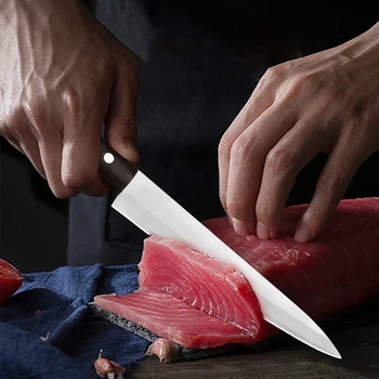 8 İnç Japon Mutfağı Bıçak Paslanmaz Çelik Dilimlenmiş Balık Sashimi Suşi Sashimi Bıçak Somon şef Bıçağı Sashimi Bıçak