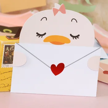 9 adet Sevimli hayvan mesaj kartları mini zarf kartları teşekkür ederim kırtasiye çocuklar tebrik kartları Görüntü 2