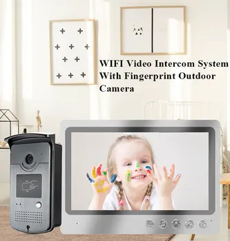 9 İnç Ekran interkom sistemi Villa Görüntülü interkom sistemi APP WİFİ kapı zili RFID Keyfobs kapı zili kamerası Kilidini Kontrol Görüntü 2